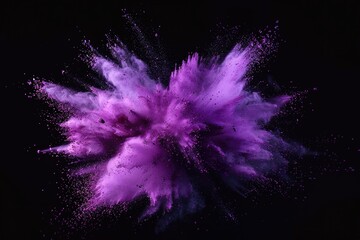 Poster - A vibrant purple powder explodes in mid-air against a dark background