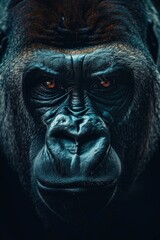 Canvas Print - A close-up shot of a gorilla's face against a black background