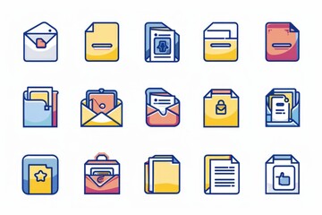 Canvas Print - A collection of colorful icons on a white background, perfect for use in presentations, designs, and more