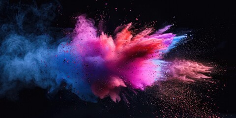 Wall Mural - A vibrant pink and blue powder explosion against a dark background, perfect for adding color and energy to your designs