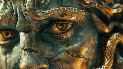 Wall Mural - Close-up shot of a statue depicting a man's face, ideal for use in historical or artistic contexts