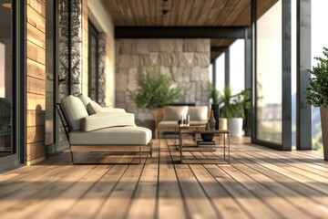 Poster - A cozy couch placed on a wooden floor