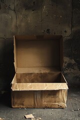 Aufkleber - A cardboard box with its contents removed, lying on the grassy or concrete surface
