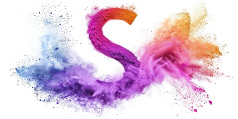 Poster - A creative and artistic display of colorful powdered letters on a white background, ideal for use in graphic design projects or as a decorative element