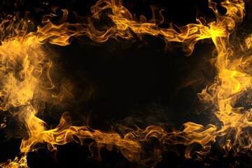 Poster - A fiery frame on a dark, black surface