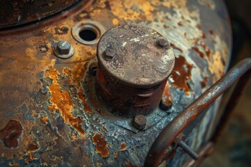 Poster - Old, abandoned gas can with rusty cap and lid