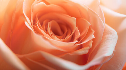 Aufkleber - Rose flower closeup macro Natural background soft focus Peach Fuzz  trendy color of the year 2024 : Generative AI