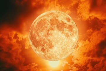 Aufkleber - A full moon visible through cloudy skies
