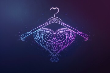 Poster - A heart-shaped hanger on a dark background, suitable for romantic or intimate settings