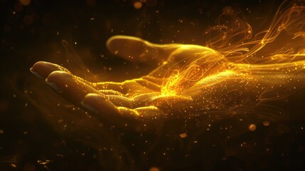 Poster - A person's hand holding a mysterious glowing object, suitable for fantasy or sci-fi illustrations