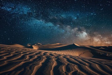 Poster - A star-filled night sky above vast sand dunes