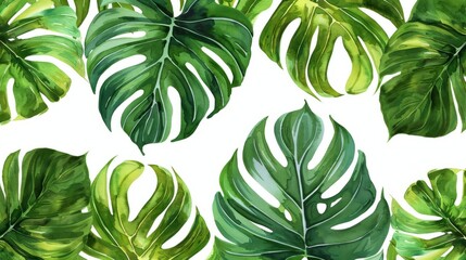 Poster - Tropical monstera leaves seamless pattern