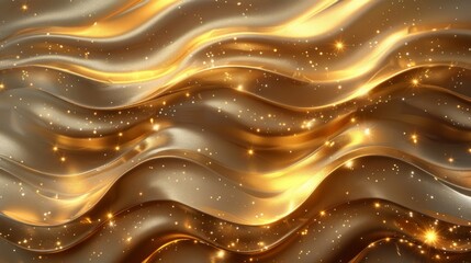 Poster - Golden waves with glittering stars