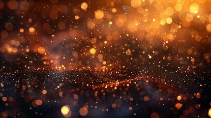 Poster - Abstract brown bokeh background with golden lights