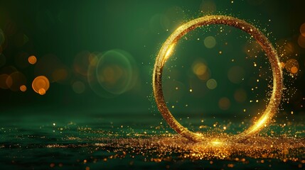 Poster - Gold foil circle on green background