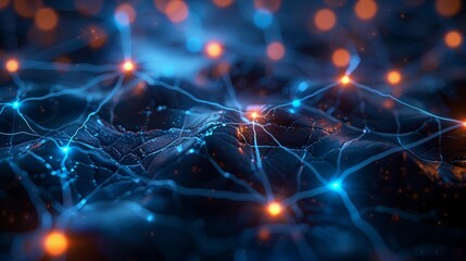 Poster - Abstract network of glowing blue lights