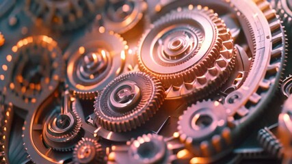 Poster - Detailed view of gears inside a clock, showing intricate mechanical movement, Creating a visual representation of motion and energy transfer in machines