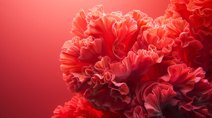 Deep coral red against a blank surface background.