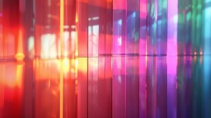 Poster - Abstract red, green, and pink gradation on glass panels