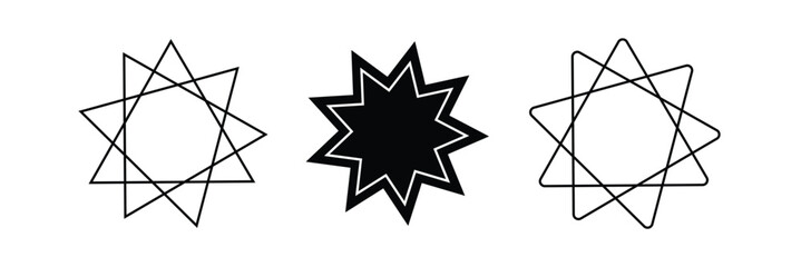 Poster - nine pointed star bahai symbol set