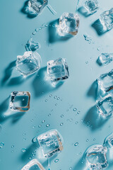 Ice cubes cool background for fresh compositions