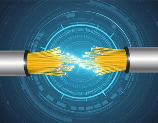 Connecting two bundles of optical fiber, Internet technology communication technology  background.