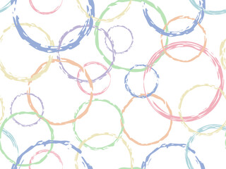 Poster - Various Circles brush drawn seamless pattern. Abstract geometric drawing background. Rings colored texture illustration