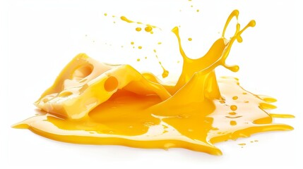 Melting cheese sauce flow isolated on white wallpaper background