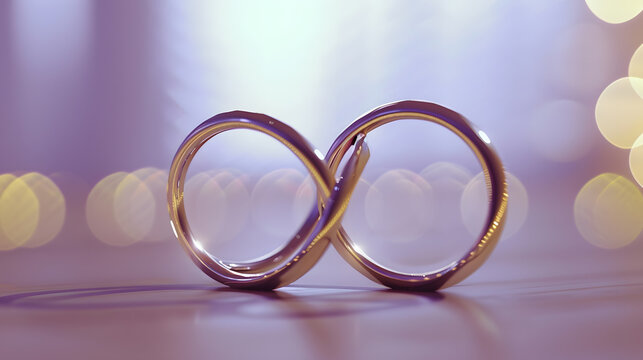 Two wedding rings in infinity sign Love concept : Generative AI