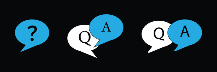 Poster - Comment question line icon set. FAQ line icon. question and answer pictogram. inquire bubble. ask or request sign. frequently asked questions icon for Ui designs.