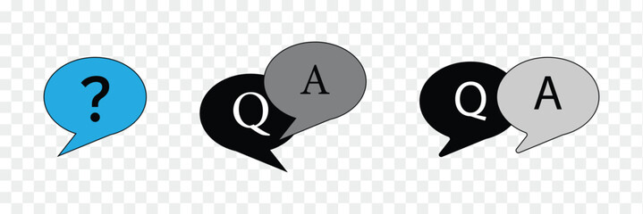 Poster - Comment question icon set. FAQ icon. inquire bubble. ask or request icon. comment question vector icon on isolated background.