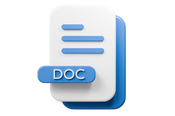 Fototapete - 3d file doc icon. minimal word document icon. document form. business work company icon concept. 3d render.