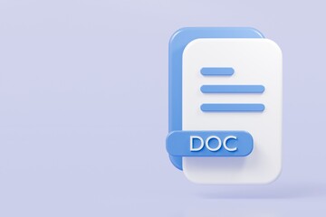 Poster - 3d file doc icon. minimal word document icon. document form. business work company icon concept. 3d render.