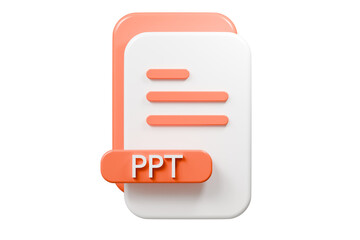 Fototapete - 3d file doc ppt icon. minimal word presentation document icon. document form. business work company icon concept. 3d render.