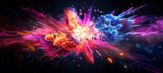a vivid depiction of a star exploding, revealing a bright burst of light and cosmic debris radiating