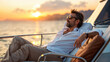 © Александр Марченко - Handsome man relaxing on yacht at sunset enjoying freedom