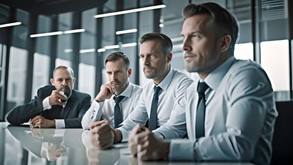 Wall Mural - Businessmen Attentively Listening in Meeting Generative AI