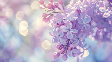 Poster - Lilac branch closeup selective focus wedding decor : Generative AI