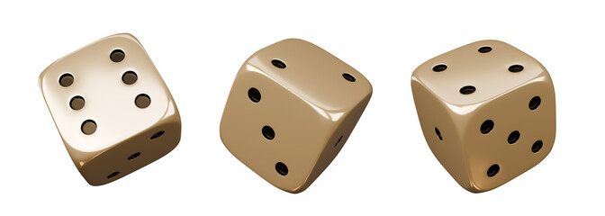 Fototapete - Casino gambling game. Gold luxury dice set.