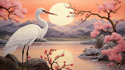 Canvas Print - heron on the lake