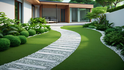 Wall Mural - Modern Lines Meet Lush Landscapes