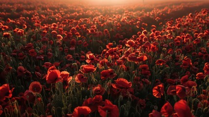 Wall Mural - A field of poppies interspersed with silent