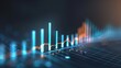 © GenBy - Abstract glowing financial and business growth chart with a blurry background, representing data analysis and trading.