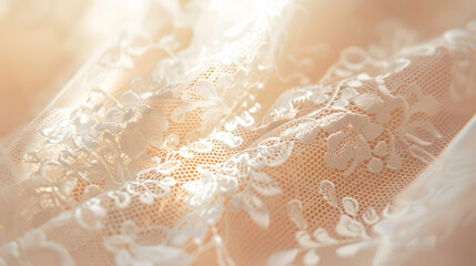Poster - Background texture embroidered lace Delicate detail of a wedding dress Fine lace Selective focus : Generative AI