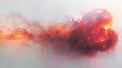 Wall Mural - Abstract Digital Art of a Fiery Heart: Passion and Creativity with Copy Space