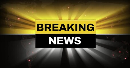 Poster - Modern Breaking News 4K Animation Background 60 fps. Black and Yellow shapes with location glowing on marks in the backdrop