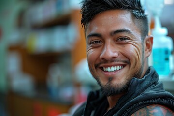 Wall Mural - Man Smiling in a Store