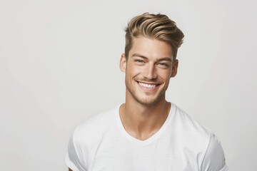 Handsome Young Hipster Man Smiling on White Background | Trendy Fashion, Casual Style, Beautiful