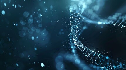 Poster - The DNA molecule is depicted rotating in 3D with a blue background