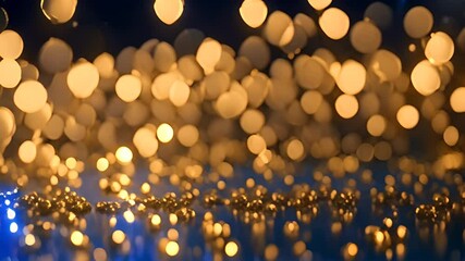 Poster - Golden Lights on a Blue Surface Generative AI